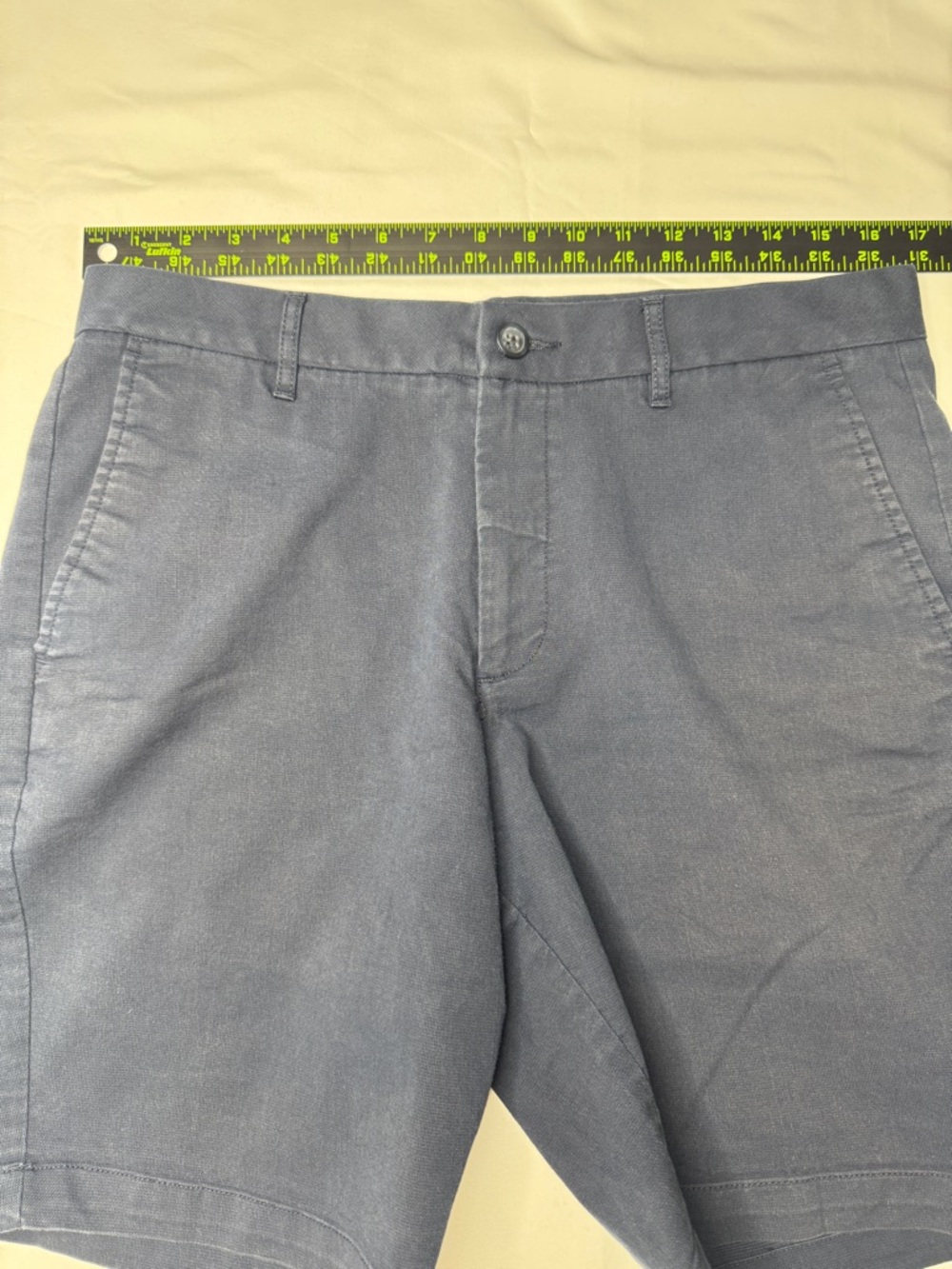 Marc Anthony Luxury Chino Shorts Size 34 Navy Blue Flat Front Cotton - Picture 4 of 7